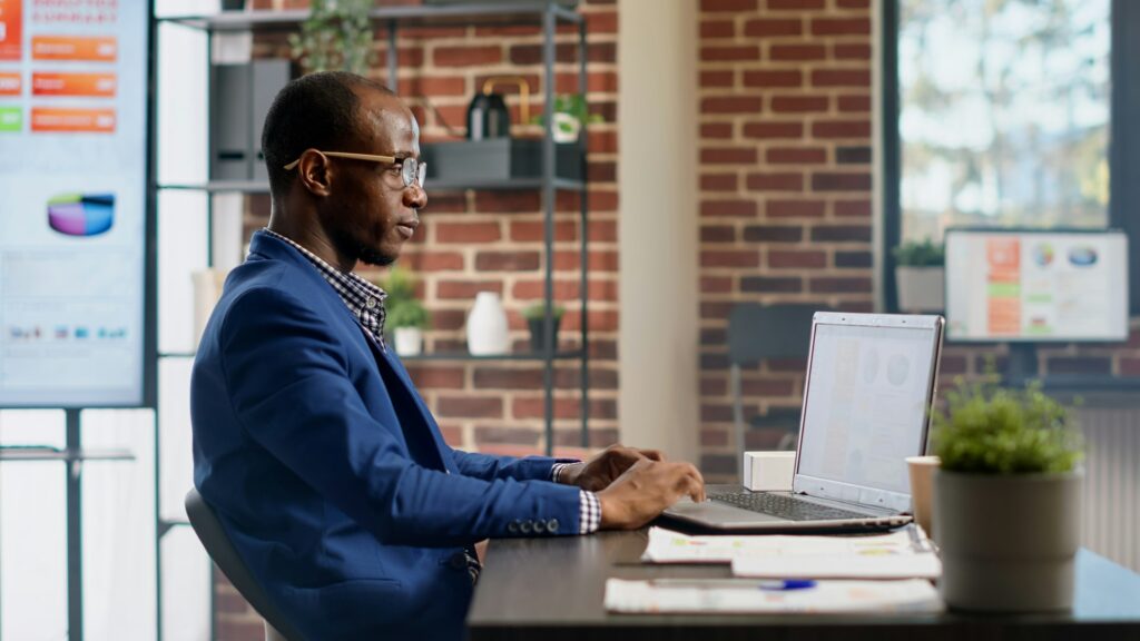 African american consultant working on business strategy