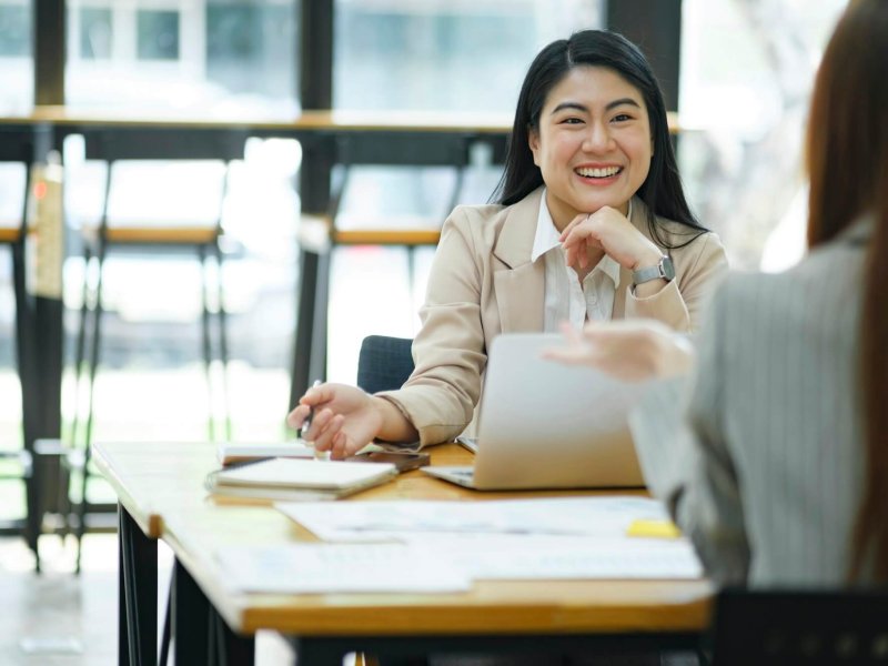 Businesswoman having a job interview to help with business and as a consultant.