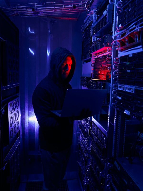 Professional cybercriminal breaking into information security system