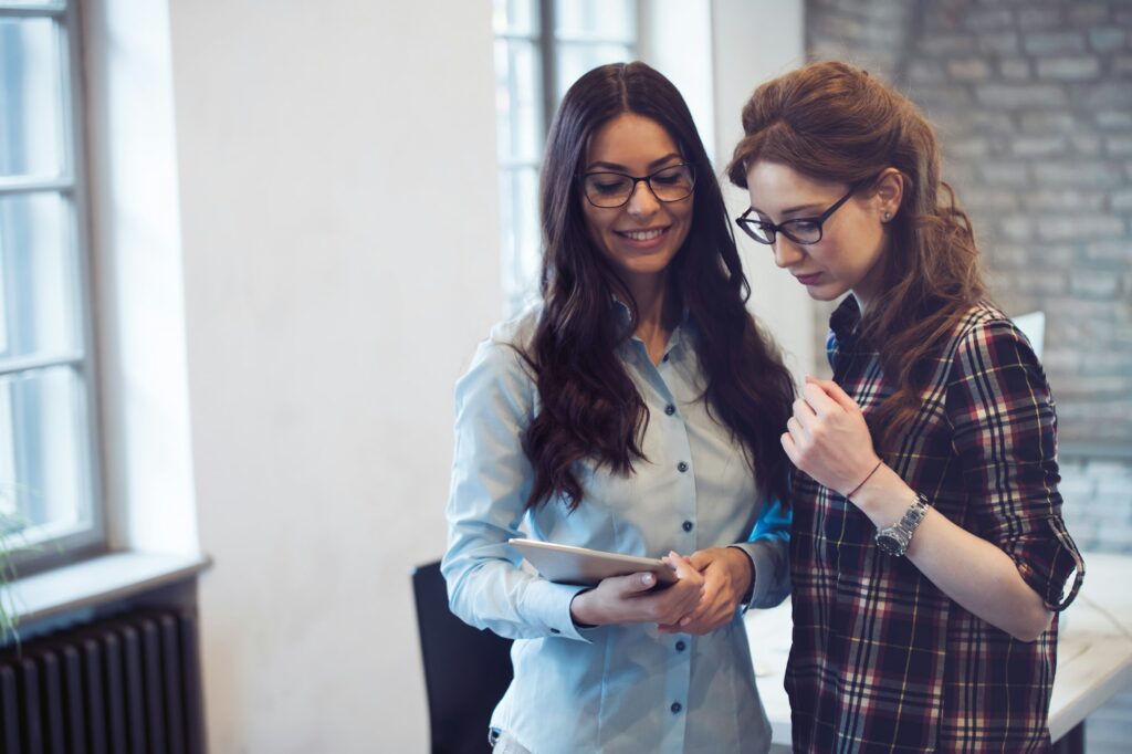 Corporate business women consulting in office