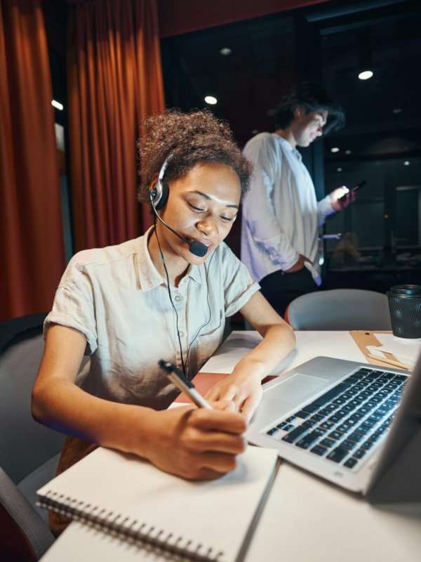 Female person working in support service of company